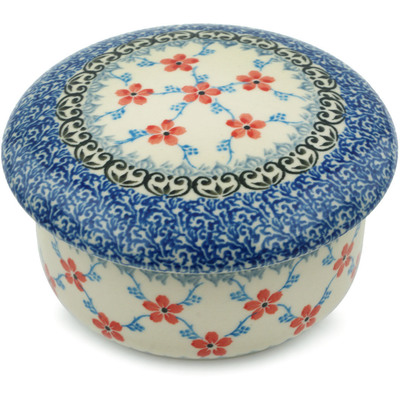 Polish Pottery Jar with Lid 5&quot; Floral Lattice