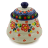 Polish Pottery Jar with Lid 5&quot; Floral Puzzles UNIKAT