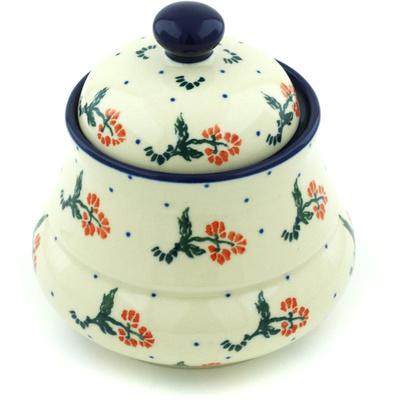 Polish Pottery Jar with Lid 5&quot; Flower Surprise