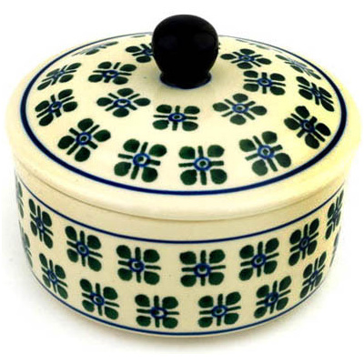Polish Pottery Jar with Lid 5&quot; Four Square Dots