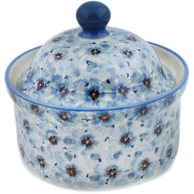 Polish Pottery Jar with Lid 5&quot; Frosty Florals UNIKAT