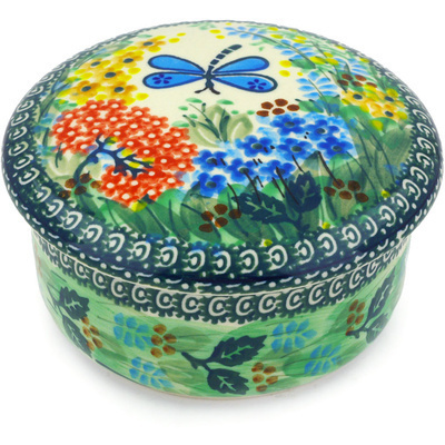 Polish Pottery Jar with Lid 5&quot; Garden Delight UNIKAT