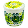Faience Jar with Lid 5&quot; Green Wave