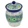 Polish Pottery Jar with Lid 5&quot; Green Wreath UNIKAT