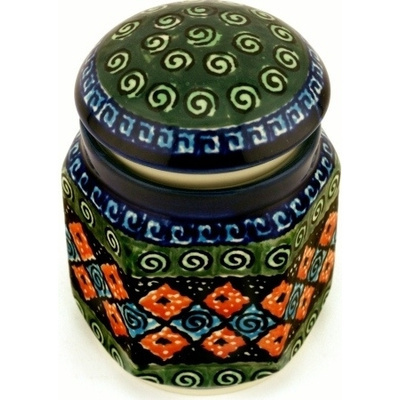 Polish Pottery Jar with Lid 5&quot; Harlequin UNIKAT