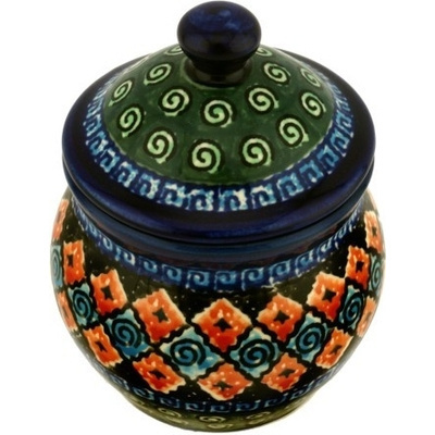 Polish Pottery Jar with Lid 5&quot; Harlequin UNIKAT