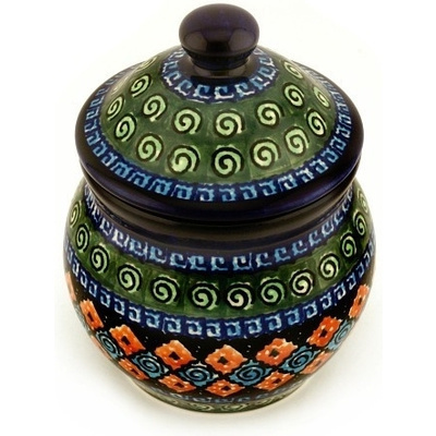 Polish Pottery Jar with Lid 5&quot; Harlequin UNIKAT