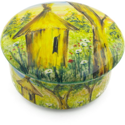 Polish Pottery Jar with Lid 5&quot; L45 Hut Getaway UNIKAT