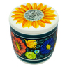 Faience Jar with Lid 5&quot; Little Flower Patch Black