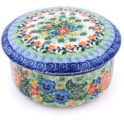 Polish Pottery Jar with Lid 5&quot; Lovely Beauty UNIKAT