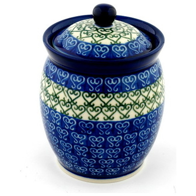 Polish Pottery Jar with Lid 5&quot; Lovely Heart