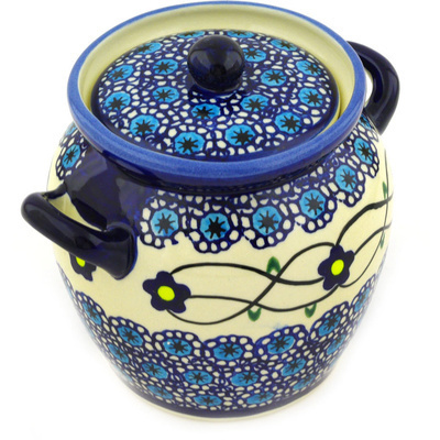 Polish Pottery Jar with Lid 5&quot; Marguerite Daisy