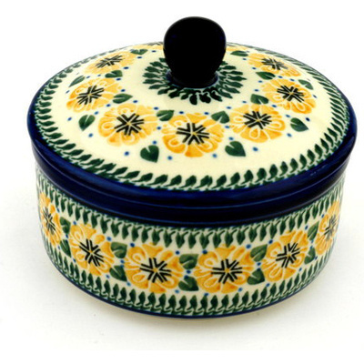 Polish Pottery Jar with Lid 5&quot; Marigold Morning