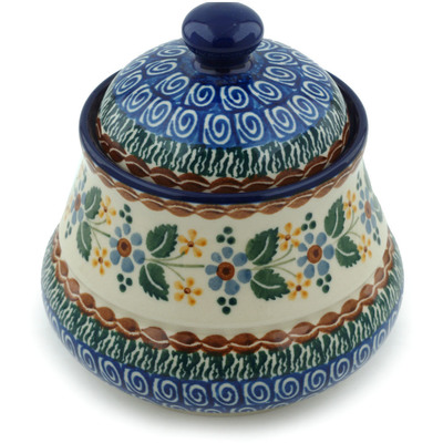 Polish Pottery Jar with Lid 5&quot; Marvellous Motif UNIKAT