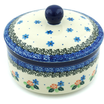 Polish Pottery Jar with Lid 5&quot; Meadow Walk