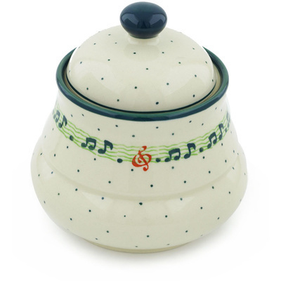 Polish Pottery Jar with Lid 5&quot; Musical Dance