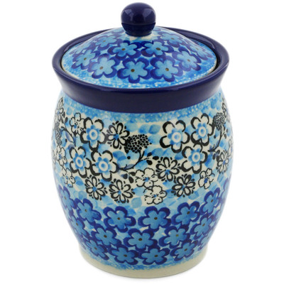 Polish Pottery Jar with Lid 5&quot; Out Of Blue UNIKAT