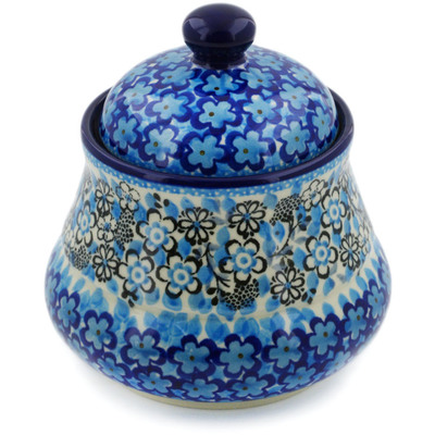 Polish Pottery Jar with Lid 5&quot; Out Of Blue UNIKAT