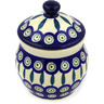 Polish Pottery Jar with Lid 5" Peacock Leaves