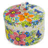 Polish Pottery Jar with Lid 5&quot; Retro Garden UNIKAT