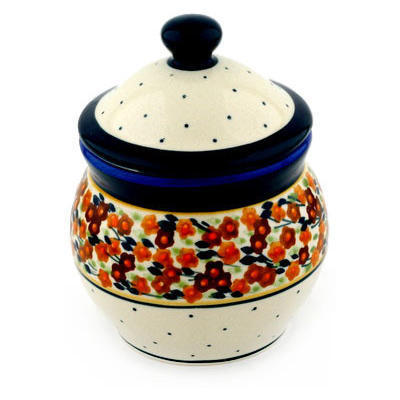 Polish Pottery Jar with Lid 5&quot; Russett Floral