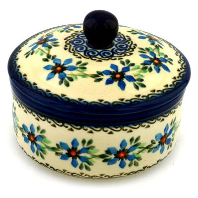 Polish Pottery Jar with Lid 5&quot; Shady Spring