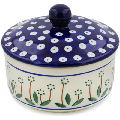 Polish Pottery Jar with Lid 5&quot; Springing Daisies