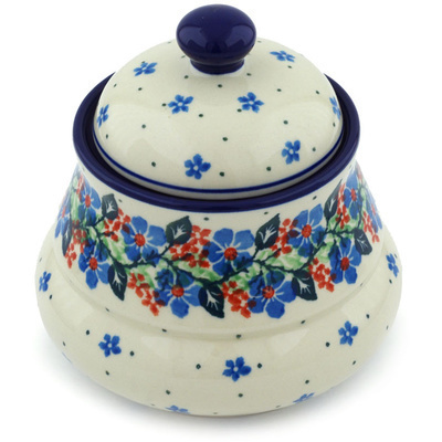 Polish Pottery Jar with Lid 5&quot; Summer Wreath