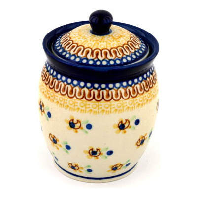Polish Pottery Jar with Lid 5&quot; Sunshine Kiss