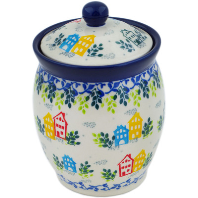 Polish Pottery Jar with Lid 5&quot; Sweet Little Village UNIKAT