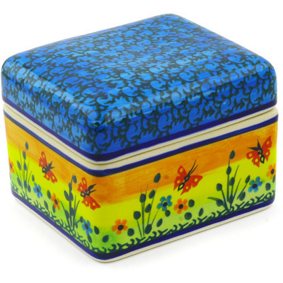 Polish Pottery Jar with Lid 5&quot; UNIKAT