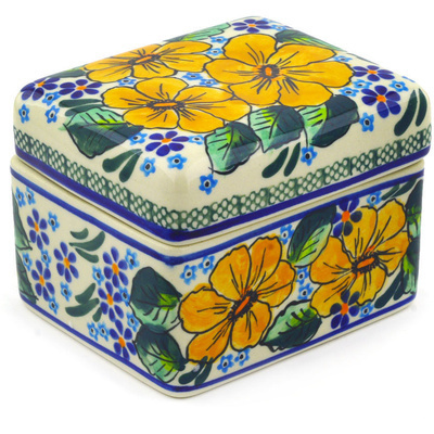 Polish Pottery Jar with Lid 5&quot; UNIKAT