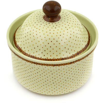 Polish Pottery Jar with Lid 5&quot; Vanilla Bean UNIKAT