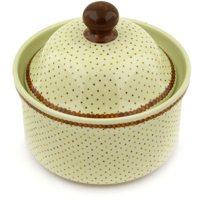 Polish Pottery Jar with Lid 5&quot; Vanilla Bean UNIKAT