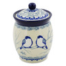 Polish Pottery Jar with Lid 5&quot; Waiting Birds UNIKAT