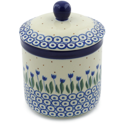 Polish Pottery Jar with Lid 5&quot; Water Tulip