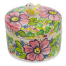 Polish Pottery Jar with Lid 5&quot; Wild Peonies UNIKAT