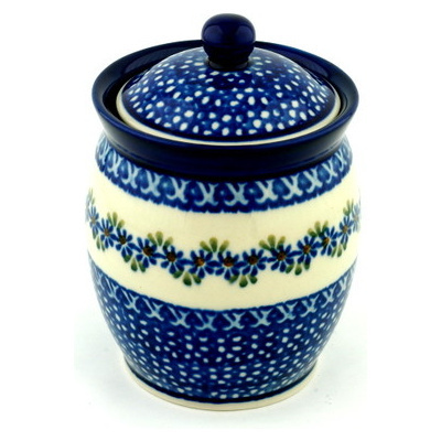Polish Pottery Jar with Lid 5&quot; Wildflower Garland