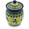 Polish Pottery Jar with Lid 5&quot; Yellow Rose