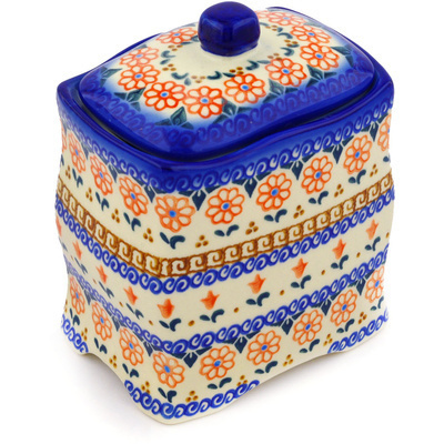 Polish Pottery Jar with Lid 6&quot; Amarillo