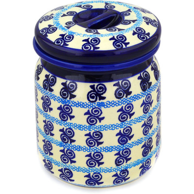 Polish Pottery Jar with Lid 6&quot; Atlantis