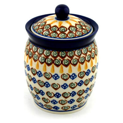 Polish Pottery Jar with Lid 6&quot; Autumn Buds