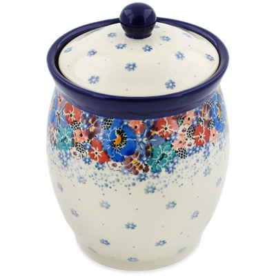 Polish Pottery Jar with Lid 6&quot; Autumn Bunch UNIKAT