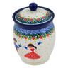 Polish Pottery Jar with Lid 6&quot; Bird Prince And Princess UNIKAT