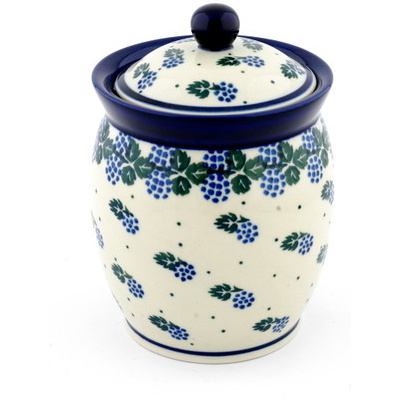 Polish Pottery Jar with Lid 6&quot; Blackberry Delight