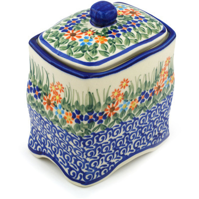 Polish Pottery Jar with Lid 6&quot; Blissful Daisy