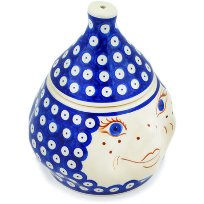 Polish Pottery Jar with Lid 6&quot; Blue Eyes