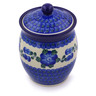 Polish Pottery Jar with Lid 6&quot; Blue Poppies