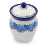 Polish Pottery Jar with Lid 6&quot; Blue Rose