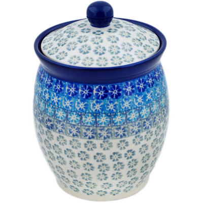Polish Pottery Jar with Lid 6&quot; Blue-tiful Day UNIKAT